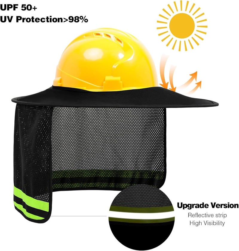 TCCFCCT Full Brim Mesh Neck Sun Shield, High Visibility Sun Visor Neck Protection and Bandana Headband Face Scarf, Hard Hat Accessories, 2 Packs, Black - Image 3